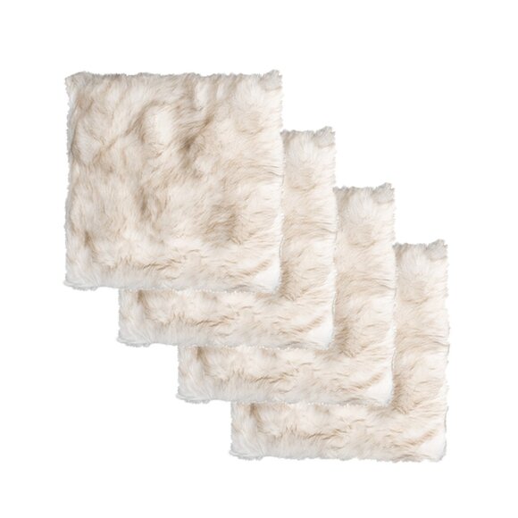 Luxe Home Decor Laredo Faux Sheepskin Chair Pad | 4-Piece | Tan | 17"x17" - Picture 1 of 3